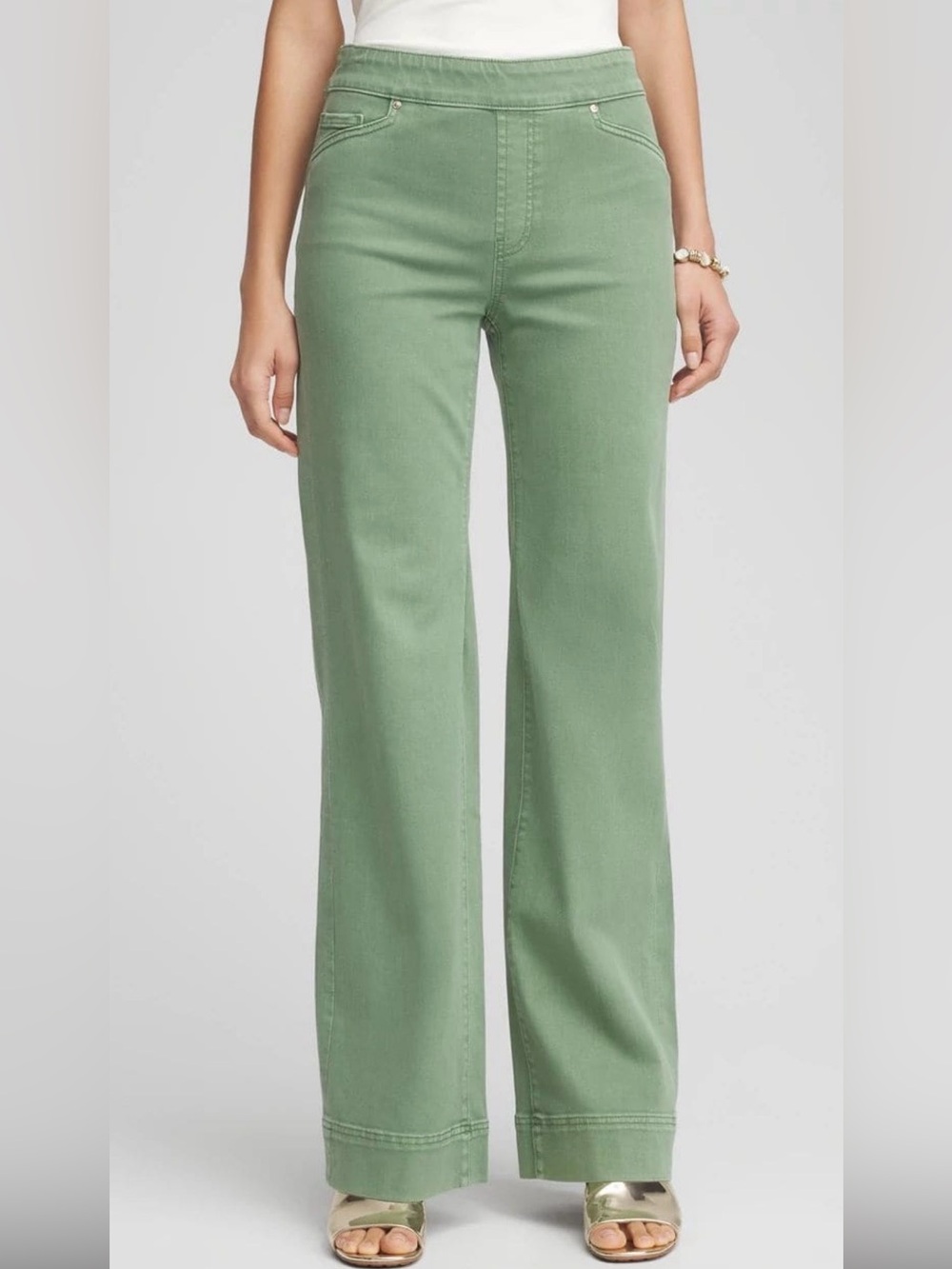 Chico's Sage Green Wide-Leg Jeans
